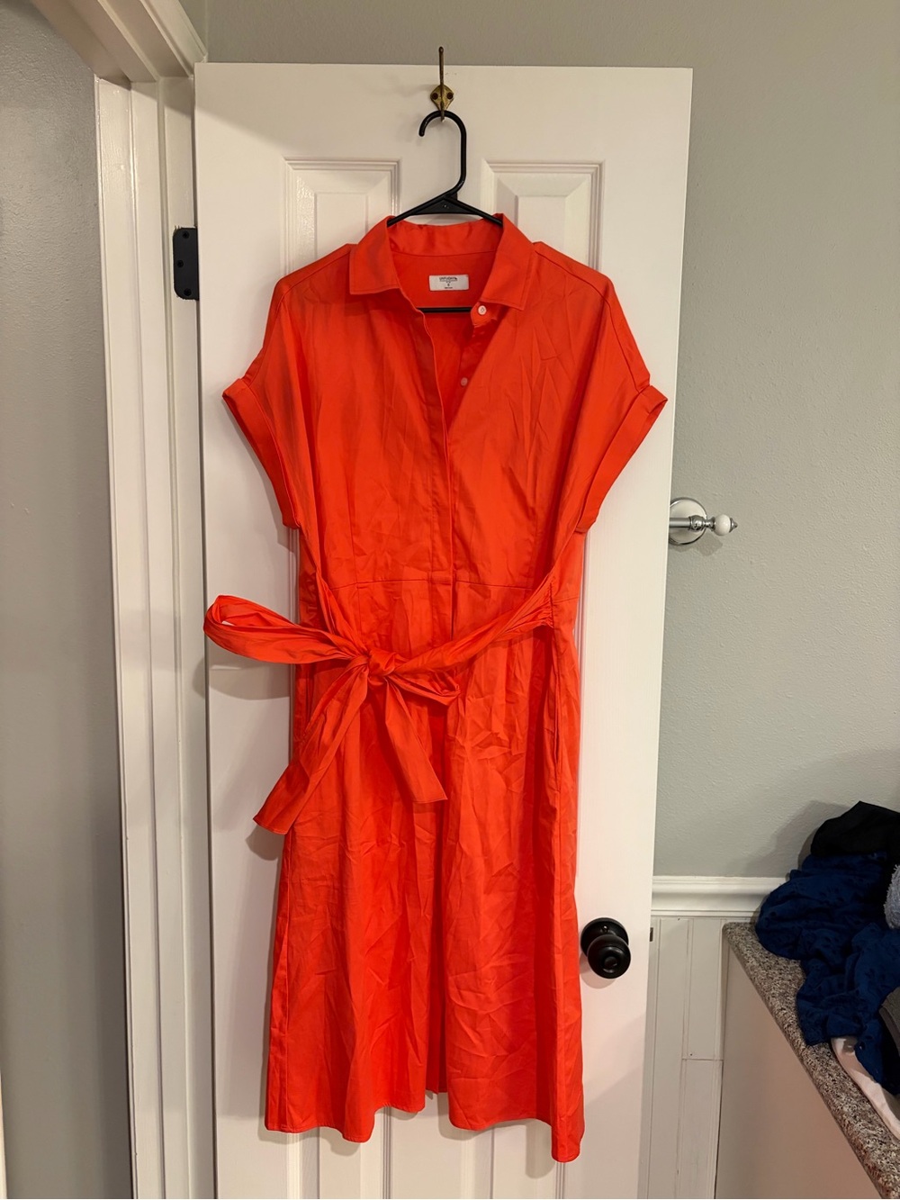 Untuckit Sage Orange Button Front Shirt Dress Women’s 8